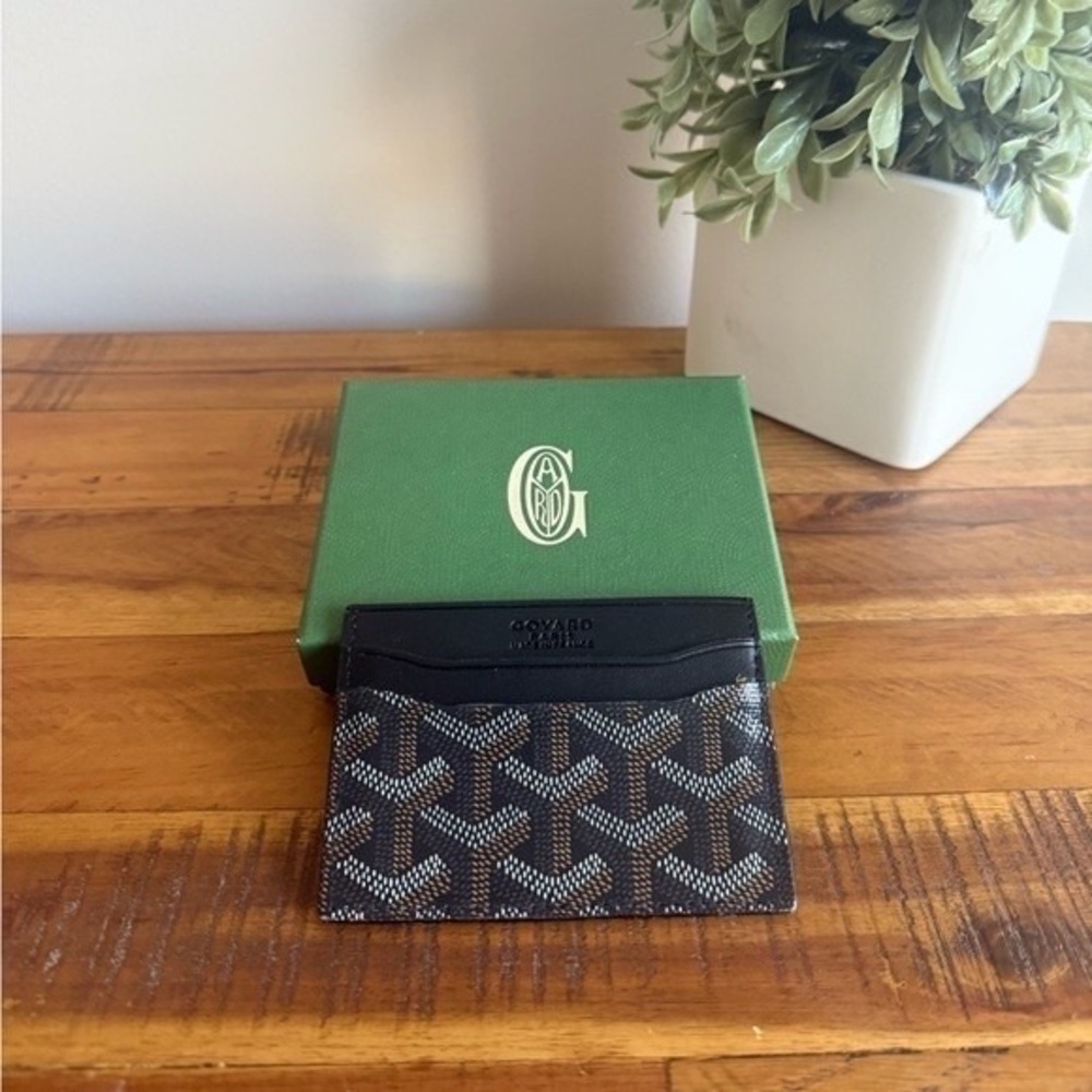 Goyard Black and Brown Goyardine Card Holder